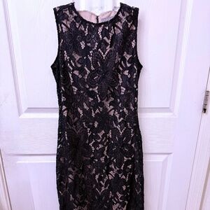 Black illusion lace Sharagano dress size 4